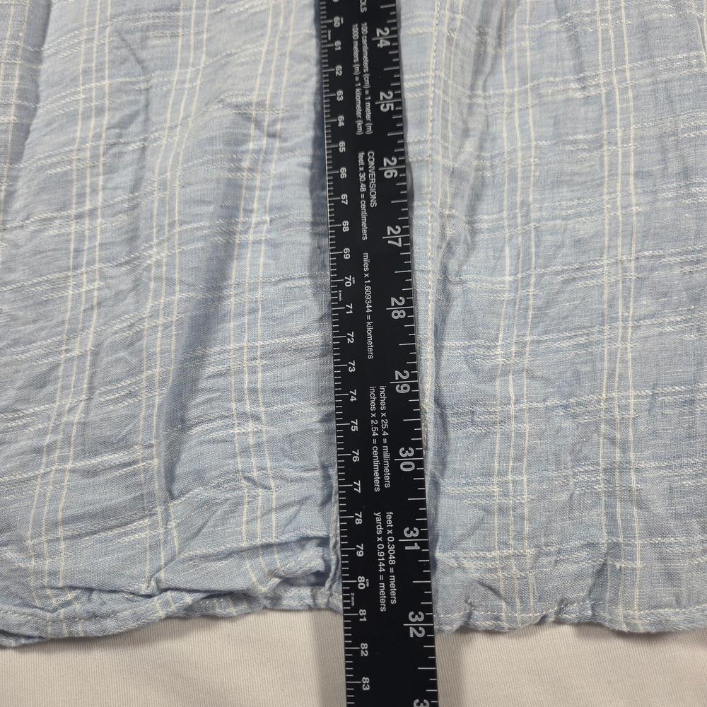 Tommy Bahama Mens XXL Blue White Grid 100% Linen Long Sleeve Button Down Shirt - Picture 9 of 11
